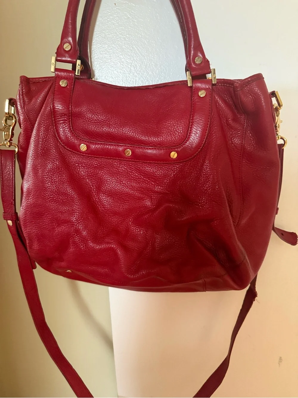 Tory Burch Red Leather Logo-Front Shoulder Bag